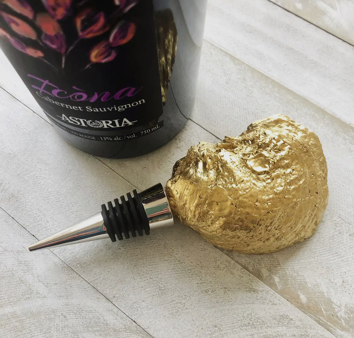 Oyster Shell Wine Stopper - Sea Turtle