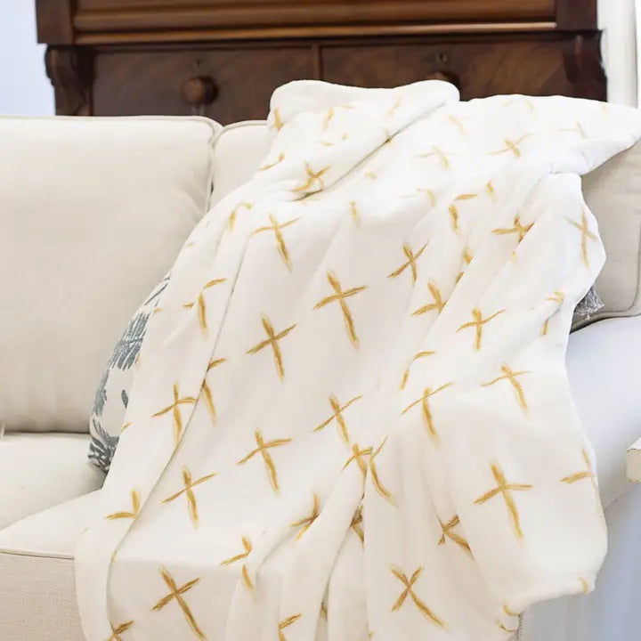 La Croix Throw - Soft White/Gold