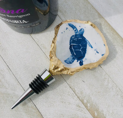 Oyster Shell Wine Stopper - Sea Turtle