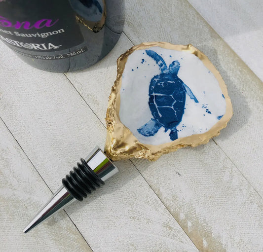Oyster Shell Wine Stopper - Sea Turtle