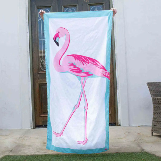 Caribbean Flamingo Beach Towel Aruba Blue/Light Pink 34x70