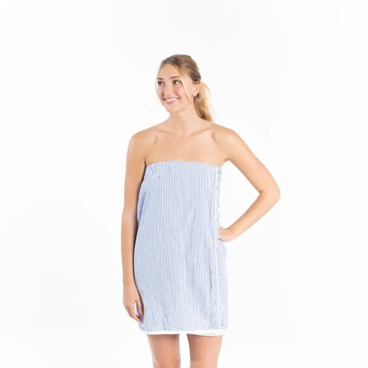 Seersucker Spa Wrap - Blue